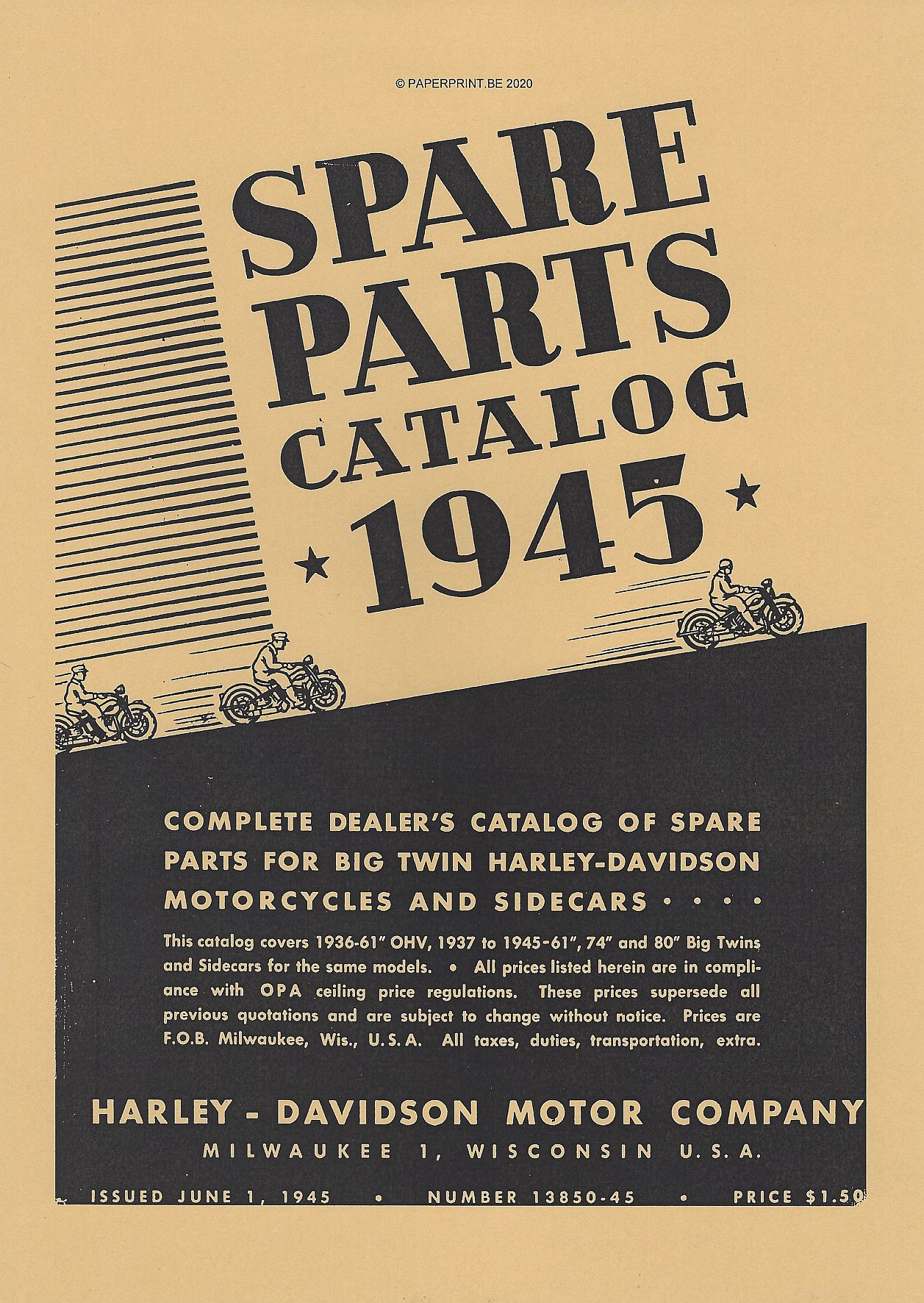 HARLEY-DAVIDSON SPARE PARTS CATALOG 1945